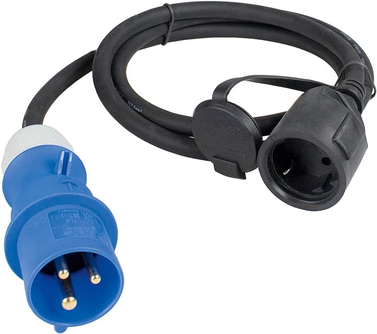 Adapterkabel CEE - Kampeer Kabel - Stroomvoorziening Buiten - Spatwaterdicht IP44 - 1.5 meter - Zwart
