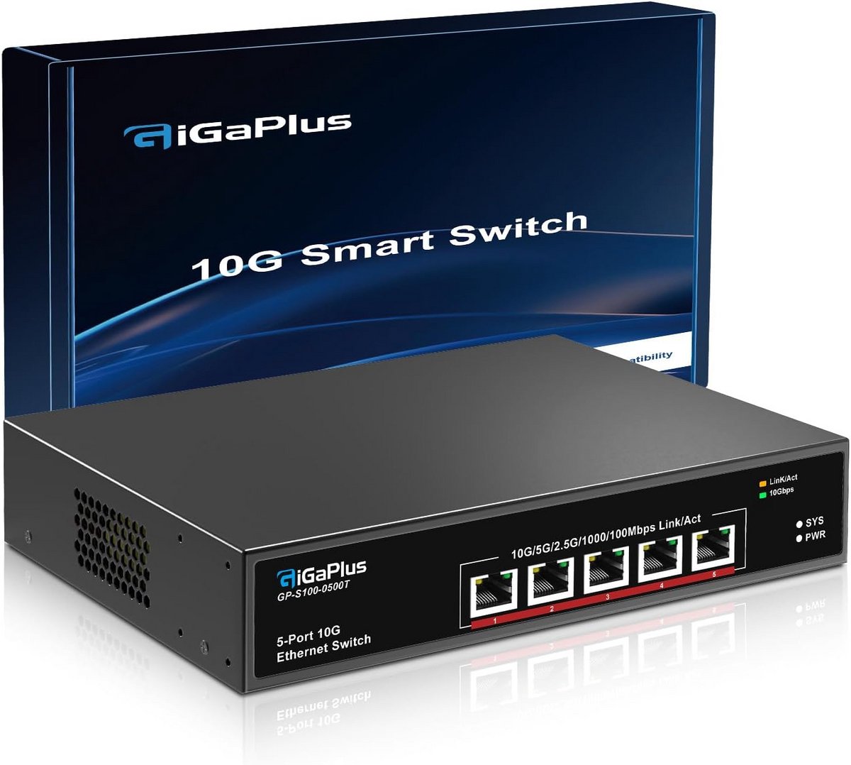 Netwerk Switch - Ethernet Hub - Snelle Dataoverdracht - Vijf 10Gb Poorten - 100Gbps Capaciteit - Zwart