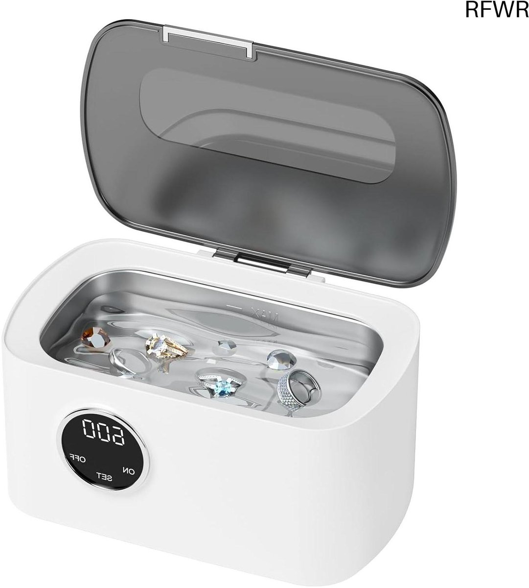 Ultrasone Reiniger - Reinigingsapparaat Bad - Sieraden Schoonmaken - 5 Timer Functies - 600 ml Capaciteit - Wit