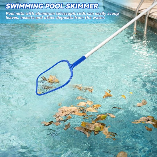 Zwembad Net - Bladzuiger Skimmer - Water Oppervlak Reinigen - Uitschuifbare Aluminium Steel - 160 cm - Zilver — afbeelding 4