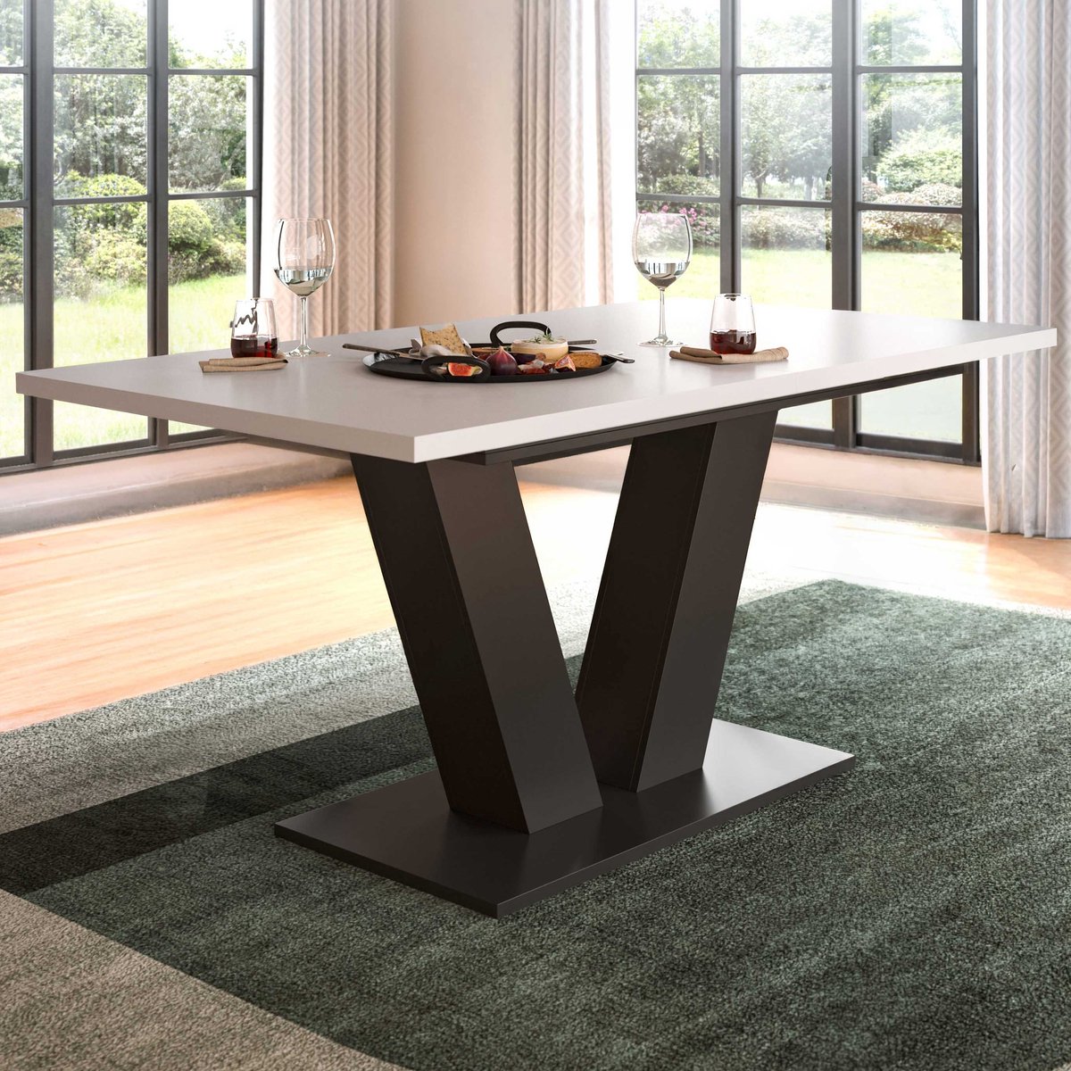 Uitschuifbare Eettafel Motion Emob - Wit Grijs - 150-190x76x90 Cm