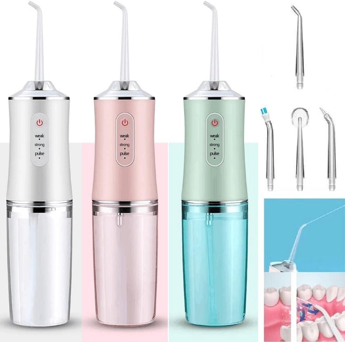 Elektrische Monddouche - Water Flosser - Tanden Reinigen - Draadloos USB Oplaadbaar - 220ml Tank - Groen