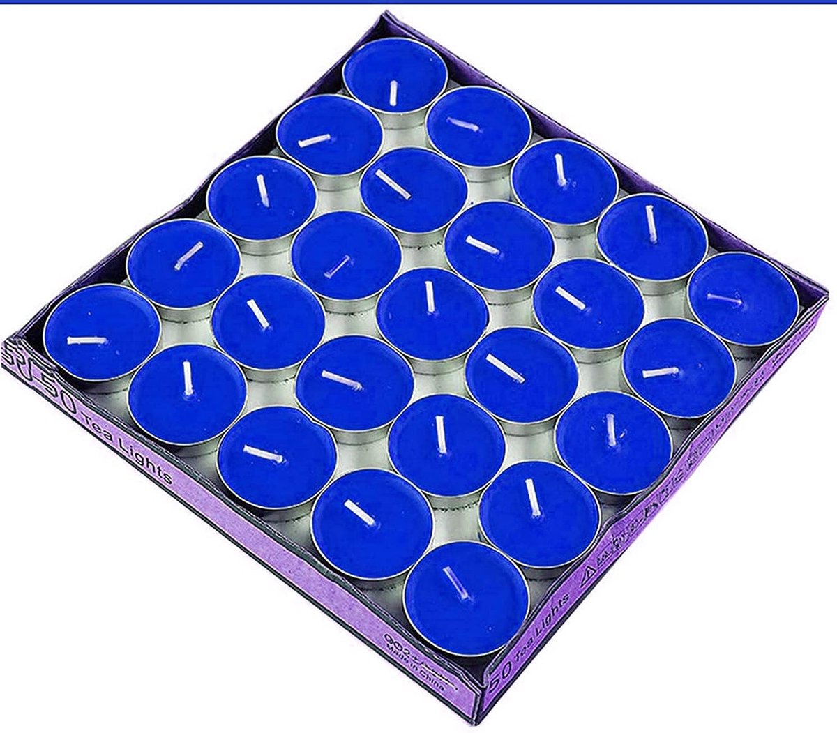 Theelichtjes Kaarsen - Kleine Kaarsen - Sfeer Creëren - Geurloos Paraffine - 50 Stuks - Blauw