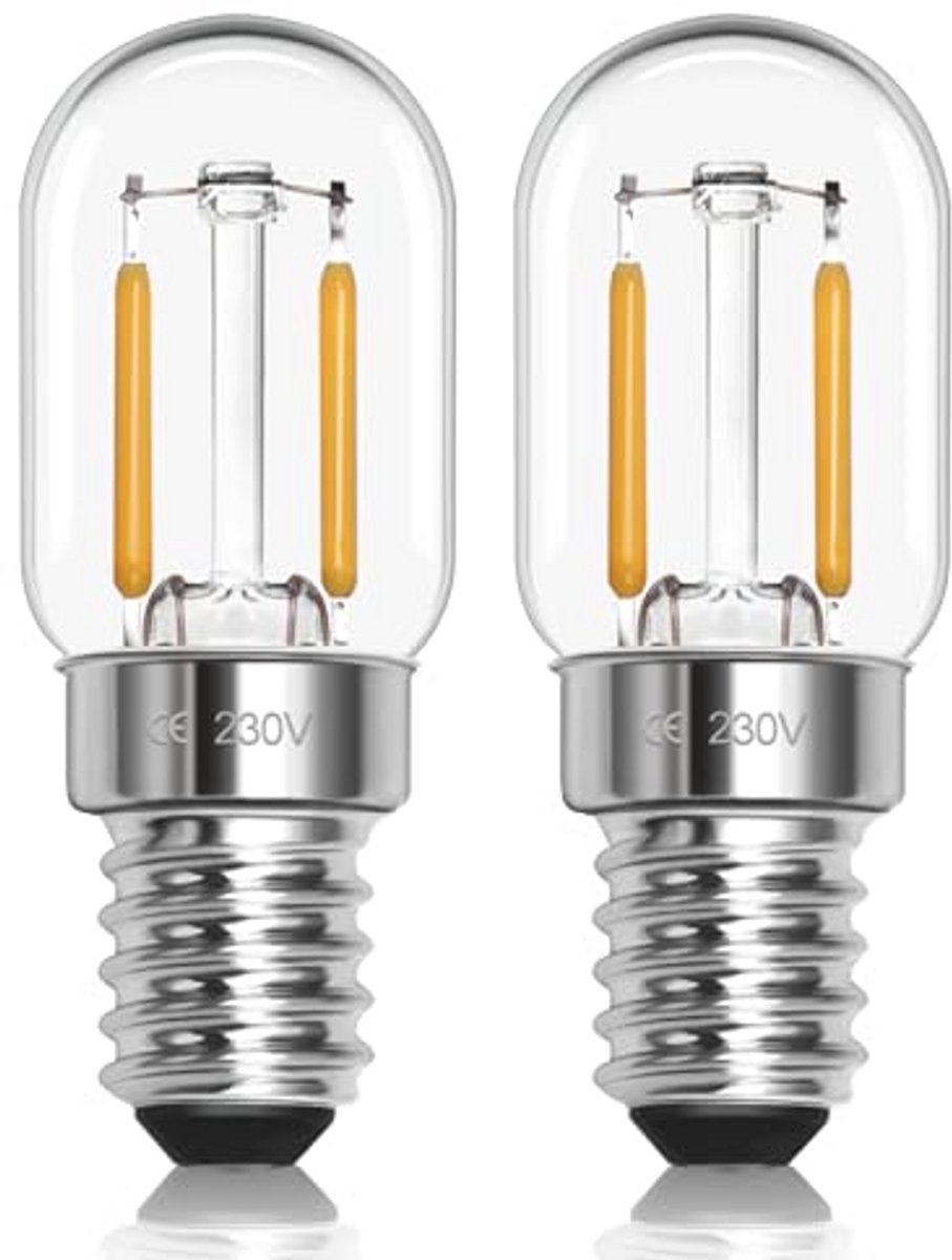 Led Koelkastlamp - Kleine Gloeilamp - Apparaten Verlichten - Energiebesparend Warmwit Licht - 2 Stuks - Warmwit