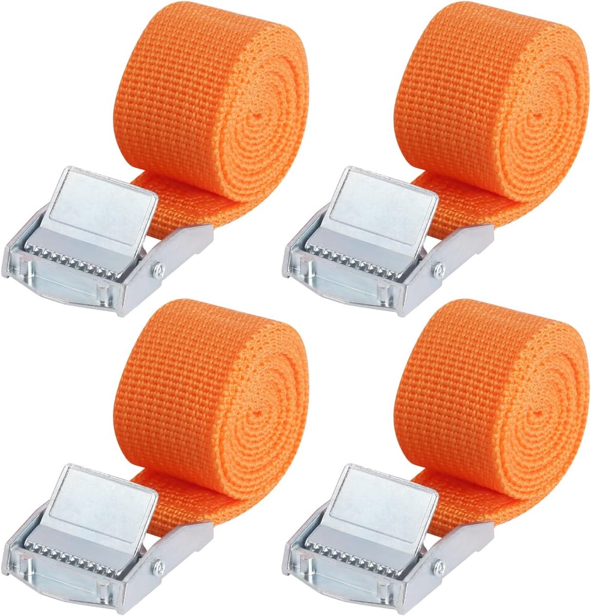 Polyester Spanbanden - Verstelbaar met Zinklegering Clips - Voor Fiets, Trolley en Auto - Oranje, 4 Stuks, 1 meter x 2,5 cm