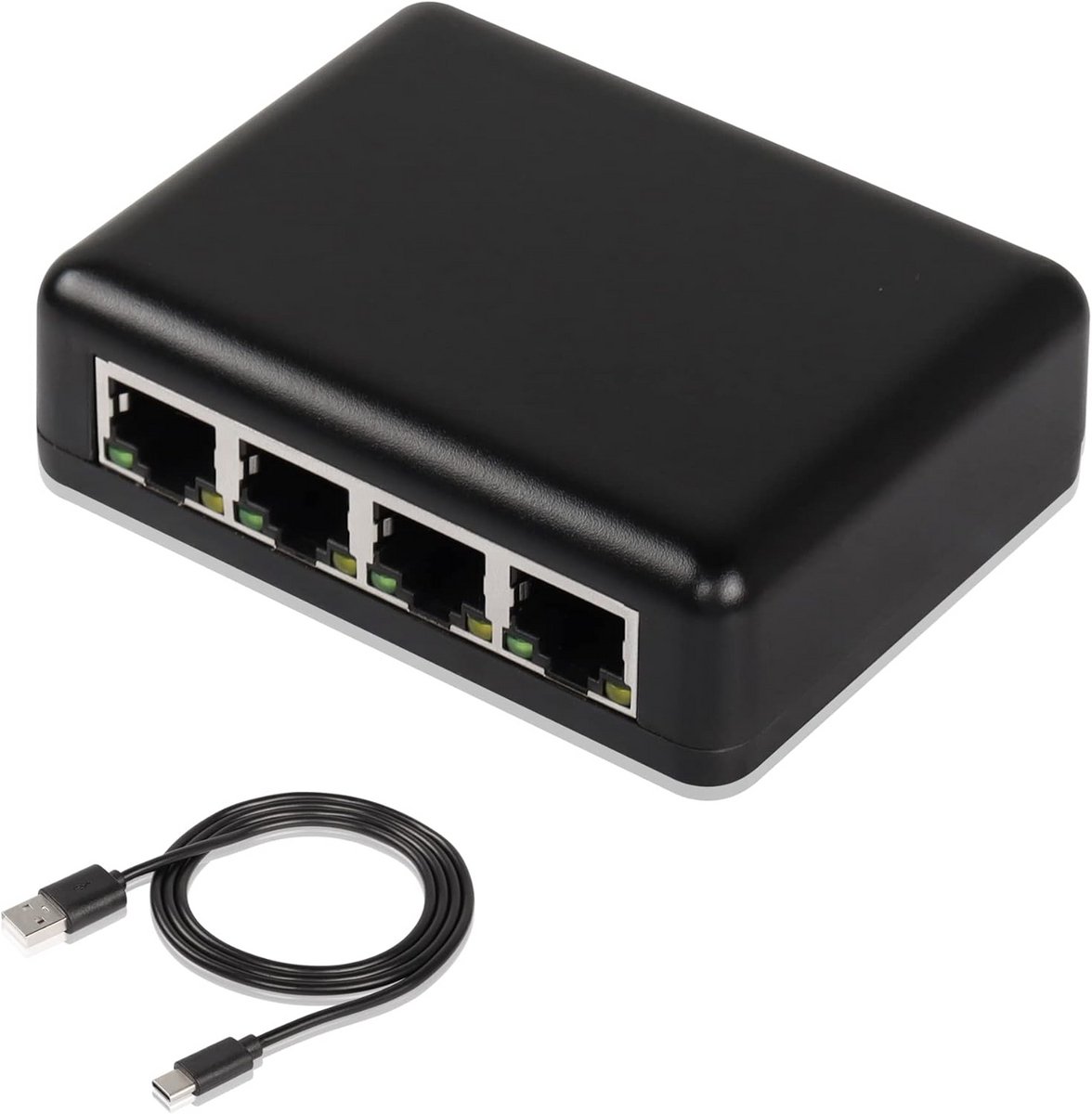 Netwerk Splitter - Ethernet Adapter - Internet Delen - 1 naar 4 Poorten - 1000 Mbps - Metaal