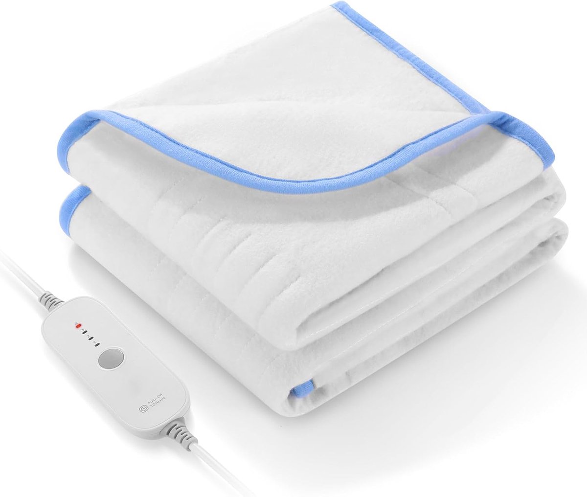 Elektrisch Onderdeken - Verwarmde Matras - Lekker Warm Slapen - 4 Warmtestanden - 150 x 80 cm - Wit Blauwe Rand