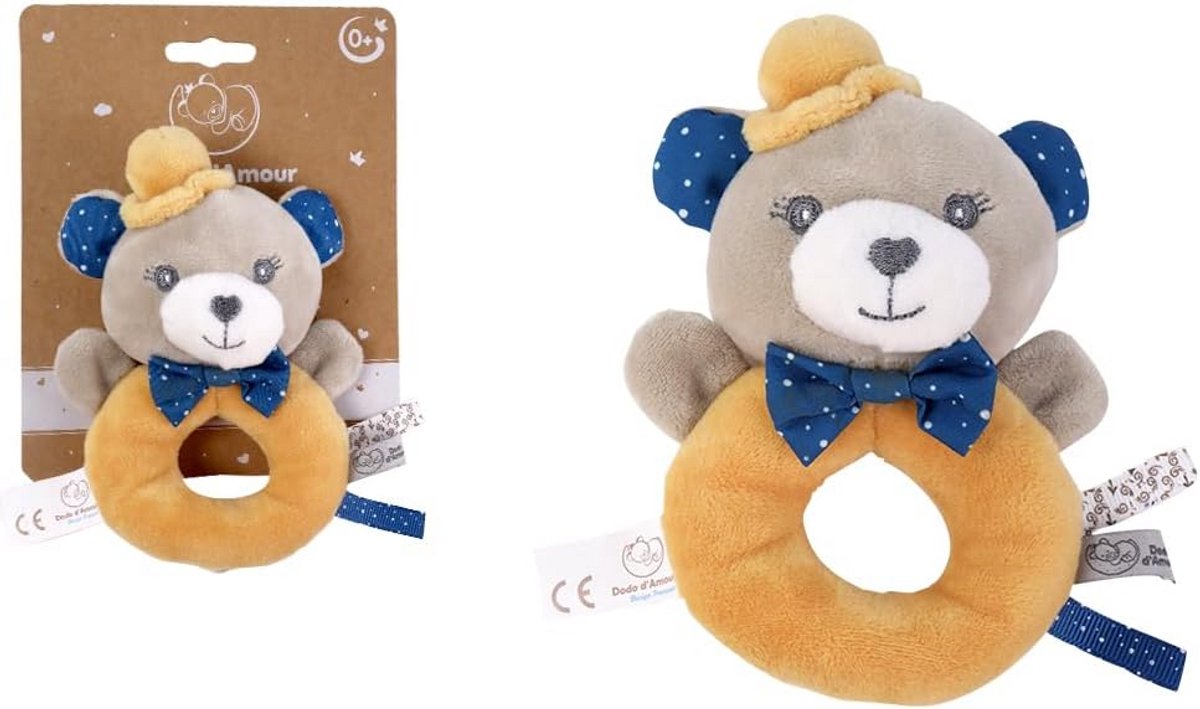 Knuffel Rammelaar - Baby Speelgoed - Geruststelling Baby - Zachte Fleece Textuur - 13 cm - Mosterdgeel