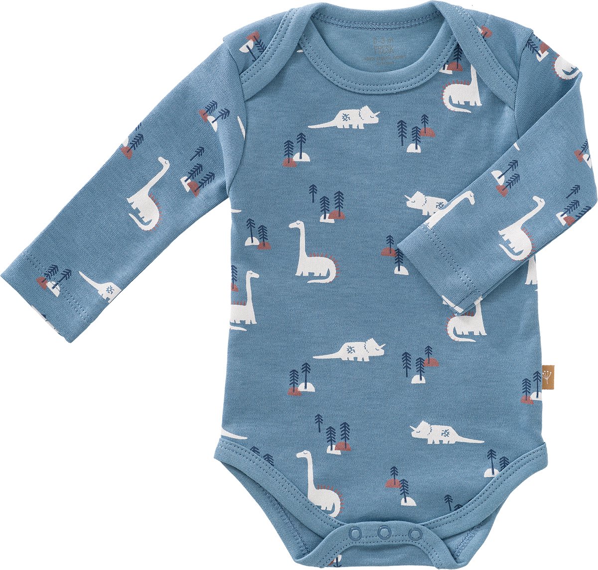 Fresk Romper met Lange Mouwen 0-3 m - Babykleding - Biologisch Katoen - Blauw - Dino
