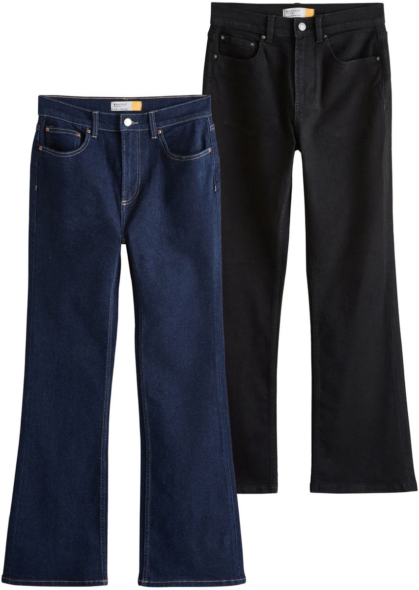 Next - Dames - Bootcutjeans met halfhoge taille, set van 2 - Zwart