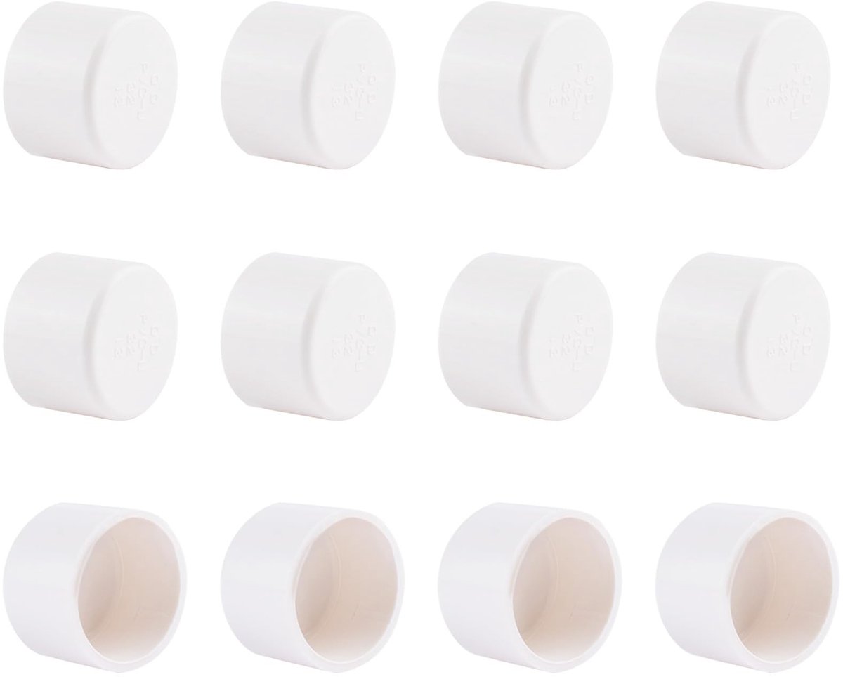 Dailygoods- Pijp Eindkap 12 Stuks - PVC Fitting - Wit - Binnendiameter 32 mm - Corrosiebestendig - Hoge werkdruk - Pijpplug