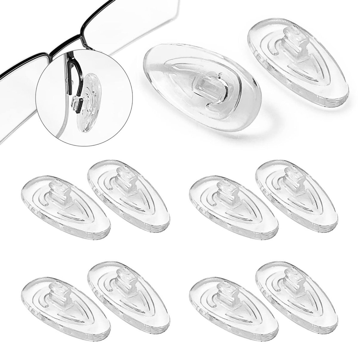Dailygoods- Neuspads Siliconen - Antislip Neuspads - Zelfklevende Bril Pads - Zachte Transparante Neuspads - 5 Paar - Comfortabel en Irritatievrij - Brilneuspads