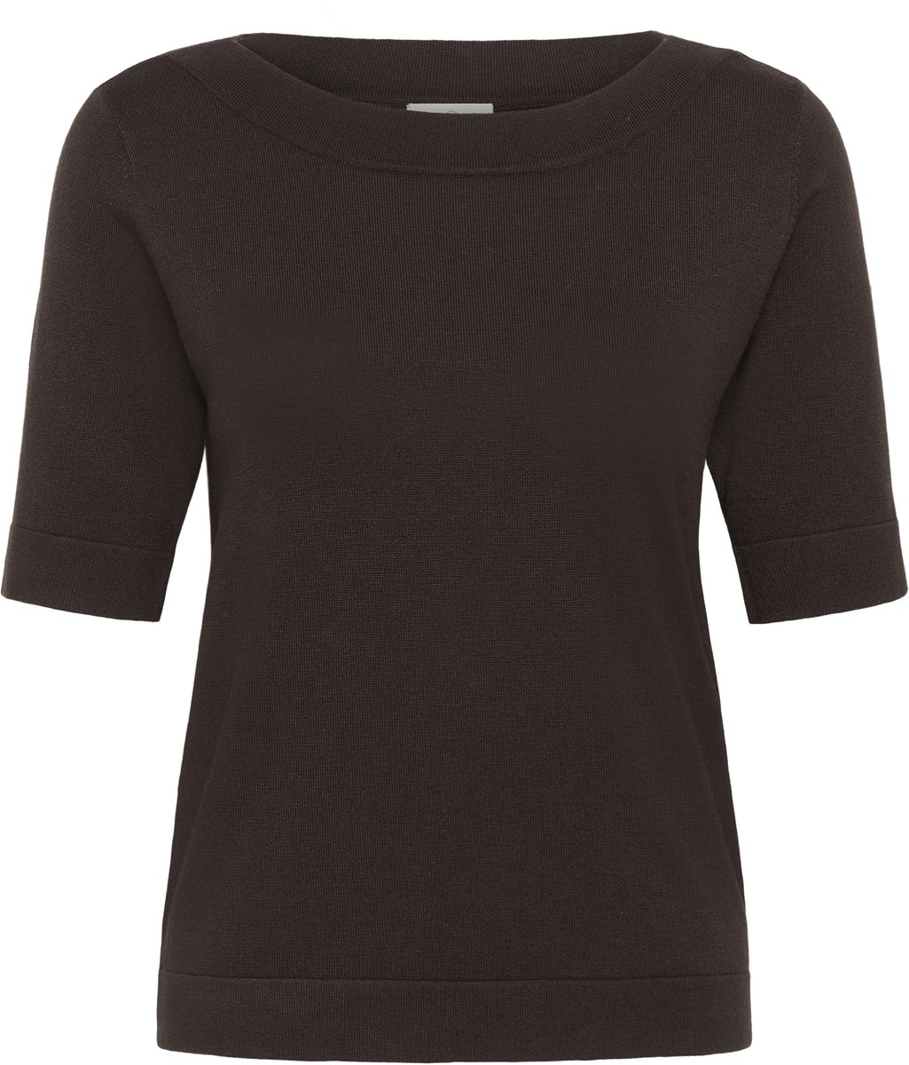 Kaffe KAlizza boatneck solid Pullover Dames Trui - Coffee Bean