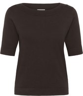 Kaffe KAlizza boatneck solid Pullover Dames Trui - Coffee Bean