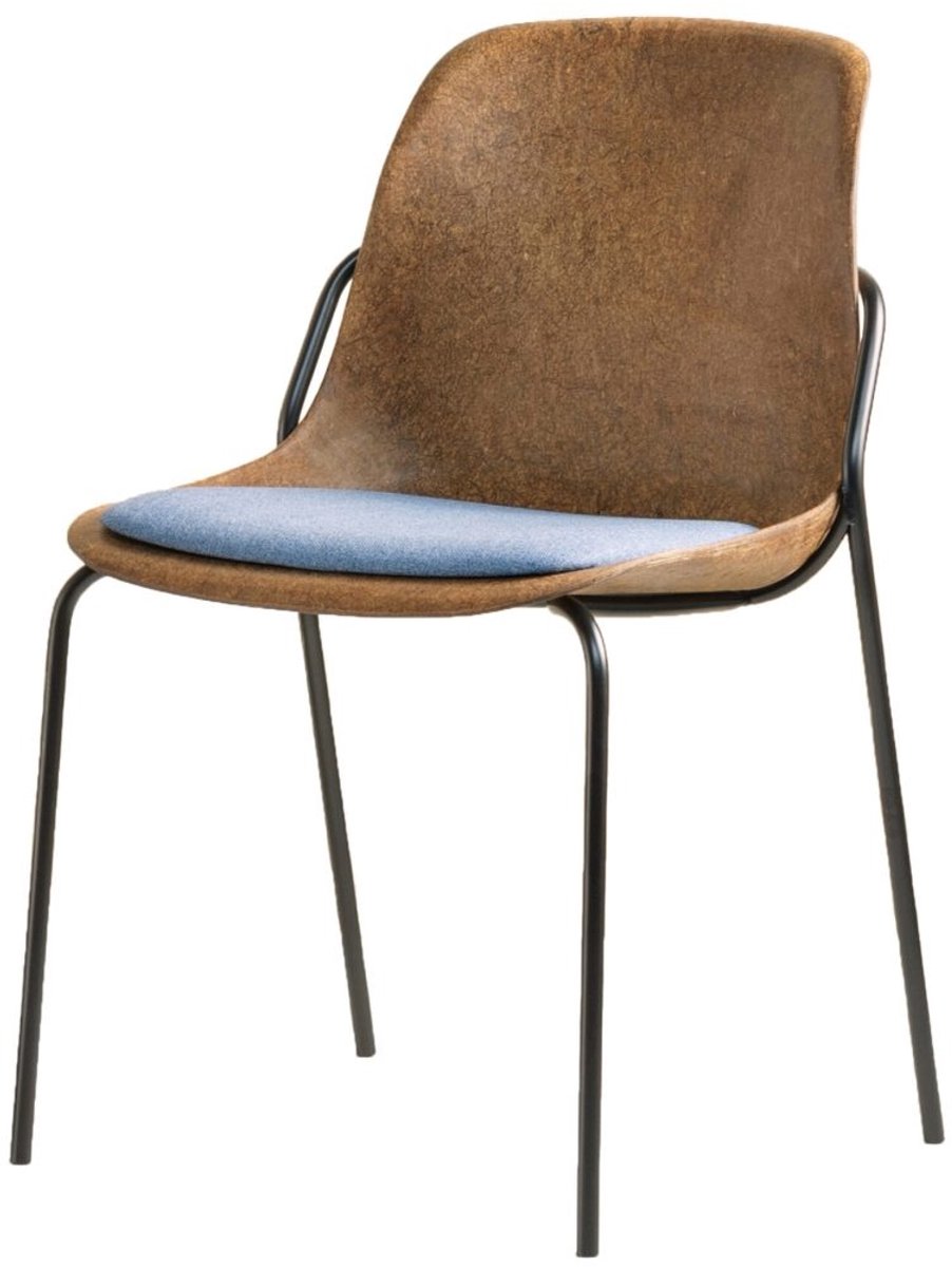 VEPA | Hemp Fine - Hennep Stoel - Zwart Frame - 100% recycle biomateriaal en staal - Zitting Grijs (Nederlands Product - BUUR Collectie)