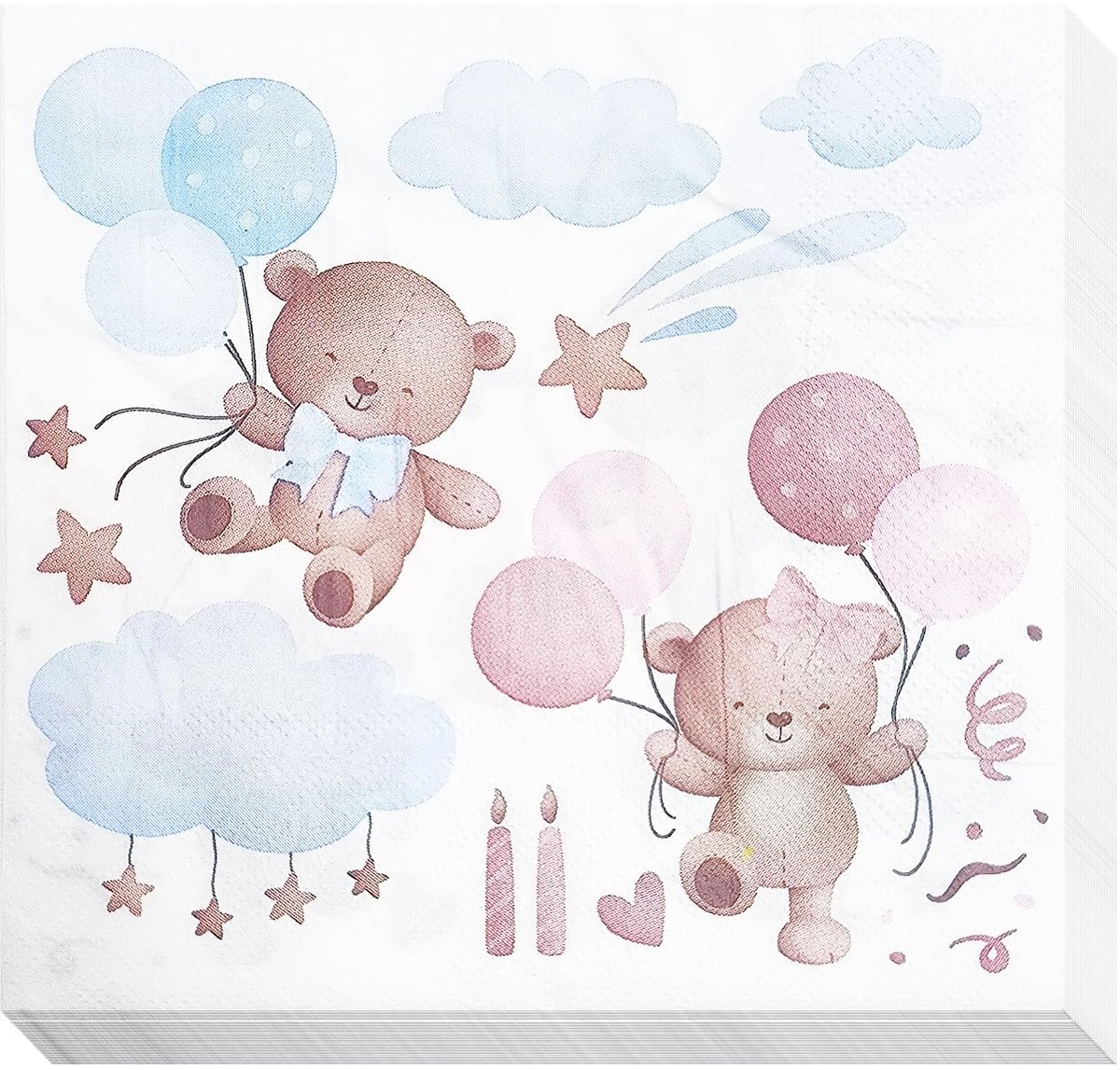 Dailygoods- Beren Servetten 40 Stuks - Cartoon Weefsels - Verjaardagsfeestdecoraties - Restaurantbenodigdheden - Milieuvriendelijk Papier - 16,5x16,5 Cm - Feestservetten