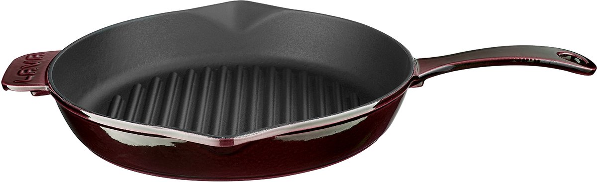 LAVA Geëmailleerde Gietijzeren Grillpan - Ø 28 cm - Met Grillribben - Alle Warmtebronnen
