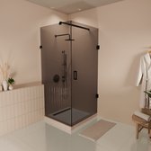 Cabine de douche Lomazoo Cali - 90 x 90 Cm - Zwart - Verre fumé 8 mm - Revêtement Nano