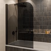 Lomazoo Badwand Palmas - 100x140cm - Zwart - Nano Coating Anti-kalk - Draaibaar - Rookglas