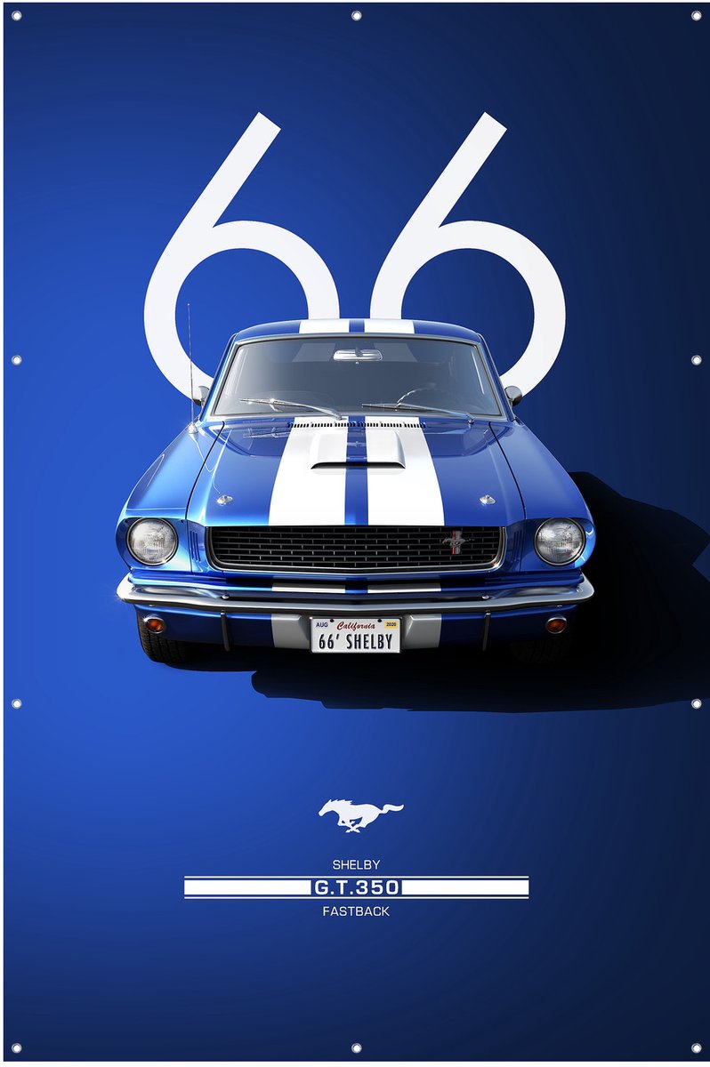 Ford Mustang Shelby GT 350 1966 - Tuinposter - Tuindoek - 80x120 cm - Buitenposter - Schuttingdoek - Tuinschilderij voor Buiten