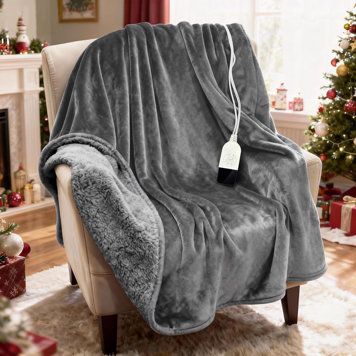 Elektrische Deken - Verwarmde Plaid - Gezellig Warm Blijven - 25 Warmtestanden - 130 x 180 cm - Grijs