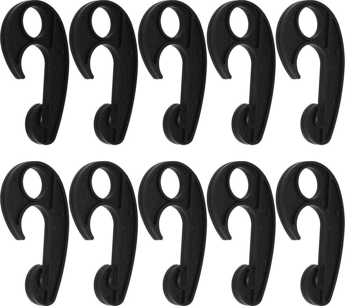 Dailygoods- Haak 10 Stuks - Zwarte PVC Haken - Duurzaam - Voor Auto Cover - Bungee Net - Afmetingen 9x5,2 cm - Bungeehaken