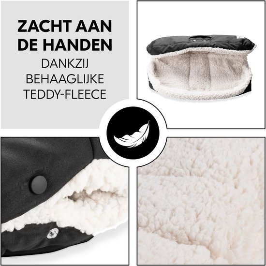 Handwarmer voor kinderwagens, buggy's en fietsaanhangers - Met touchscreen tas en teddy fleece - Waterafstotend en eenvoudig te bevestigen — afbeelding 3