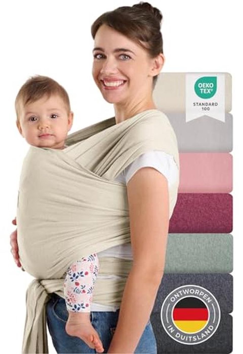 Baby draagdoek - Draagdoek newborn - Baby dragen - Oeko-Tex gecertificeerd - 5.1 meter - Beige