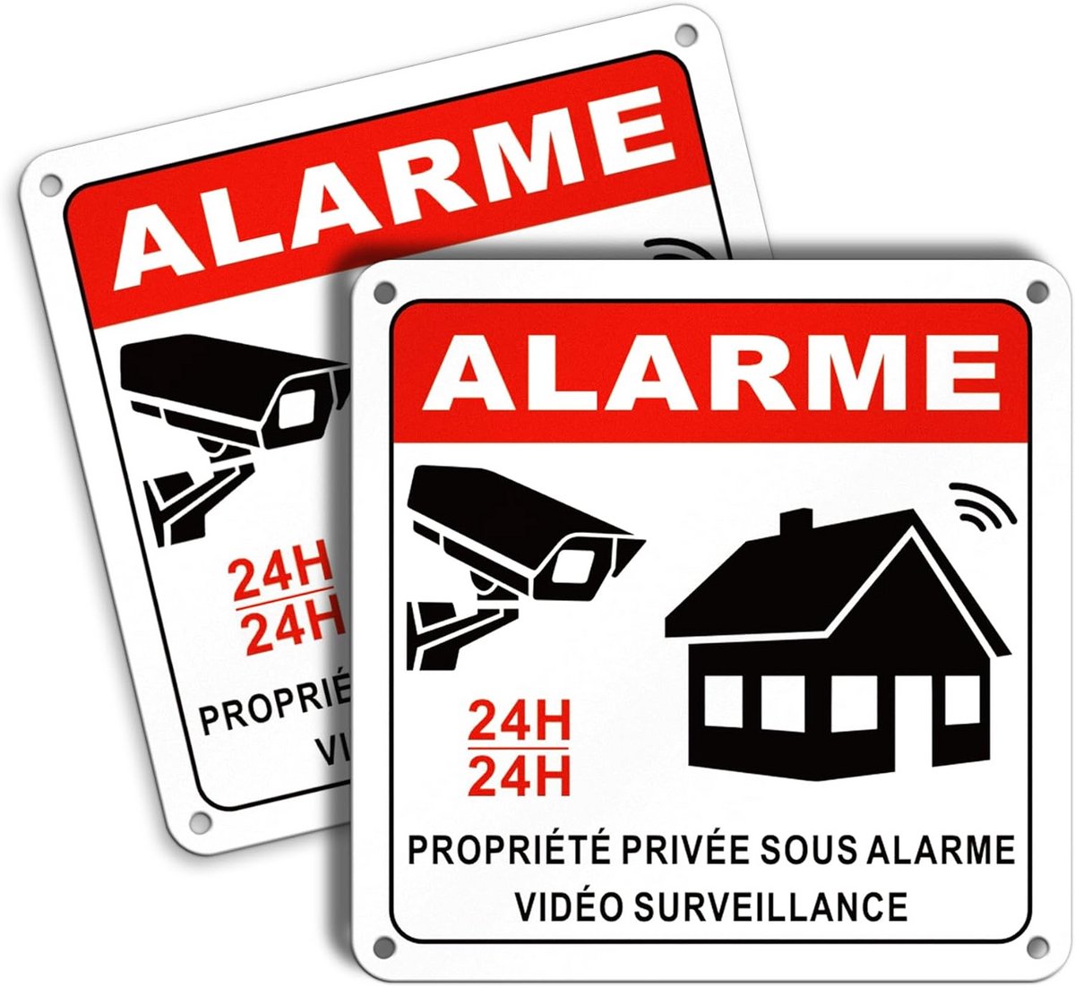 Bewakingsbord Huis - Alarm Sticker - Preventie Indringers - Reflecterend Aluminium - 2 stuks 15x15cm - Zwart