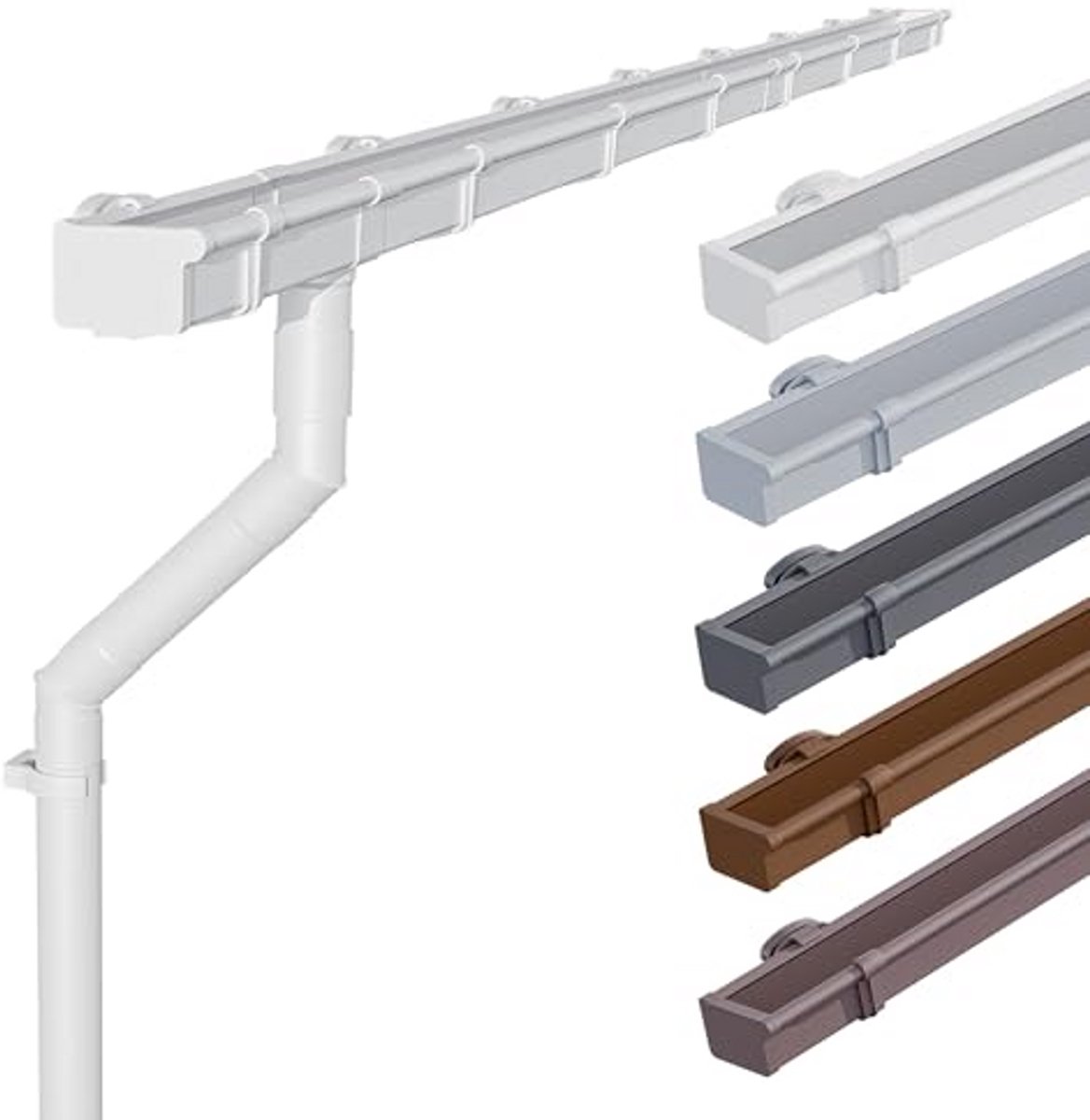 Dakgootset Tuinhuis - Regenafvoer Set - Water Afvoeren - Kunststof Insteeksysteem - 5 Meter - Wit