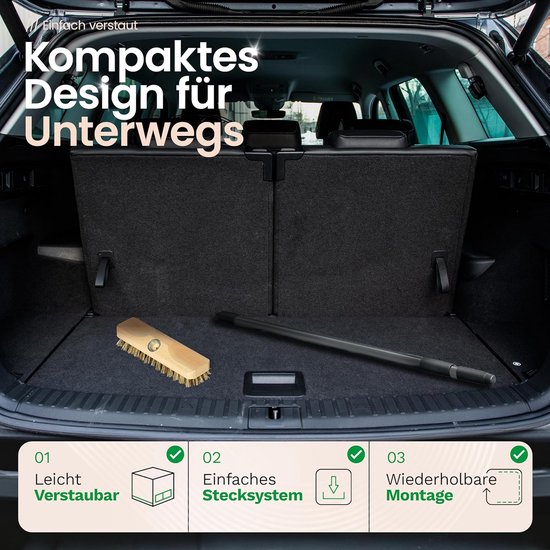 Houten Schrobber - Vloerborstel - Grondig Reinigen - Inclusief Telescoopsteel - 130 cm - Houtkleur van Houten — afbeelding 3