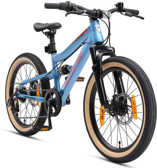 Bikestar kinderfiets MTB Fully Staal 7speed 20inch blauw/oranje — afbeelding 4