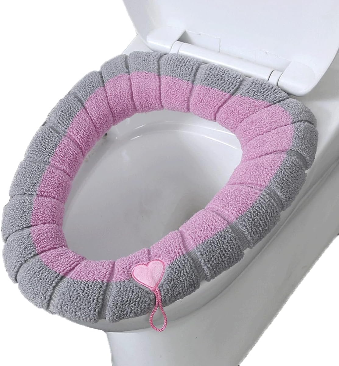 Toiletstoelhoezen - Zachte kussens - Comfort in badkamer - Met rits en lus - 37x41cm - Roze ster