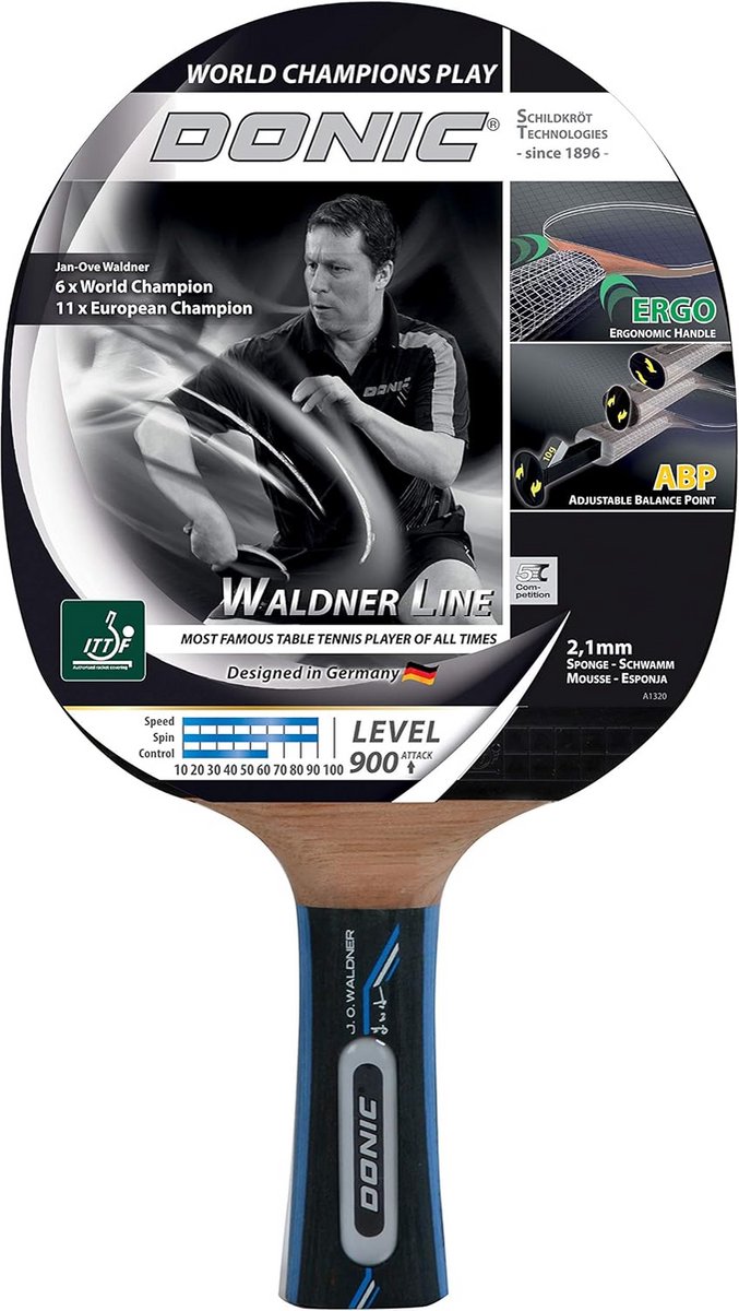Tafeltennisracket - Sportracket - Aanvalsspel - ABP-greep - 21 mm spons - Houtkleur
