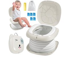 Opvouwbaar toiletpotje - Reispotje Kinderen - Onderweg Hygiëne - Compact En Draagbaar - 24 x 12 cm - Grijs