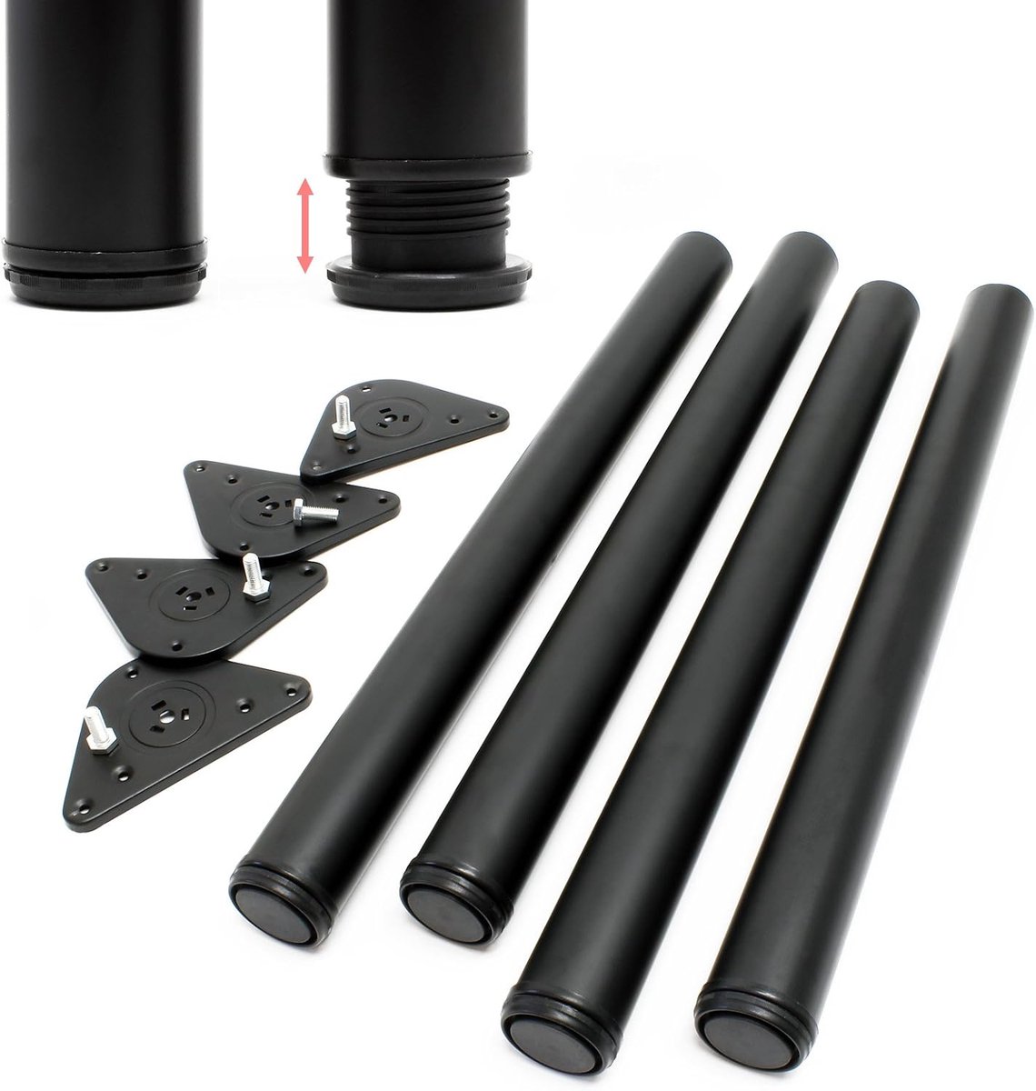 Tafelpoten Set - Meubelonderstel - Tafel Maken - In Hoogte Verstelbaar - 710 mm Hoog - Zwa