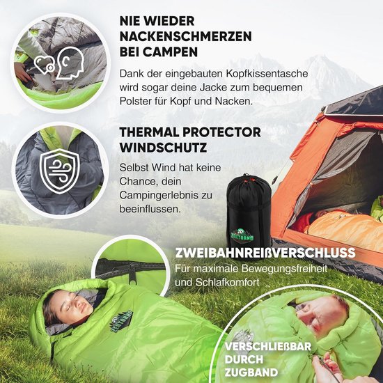 Winterslaapzak - Mummieslaapzak Outdoor - Kamperen en Hiken - Waterafstotend en Ademend - 210x75 cm - Groen — afbeelding 3