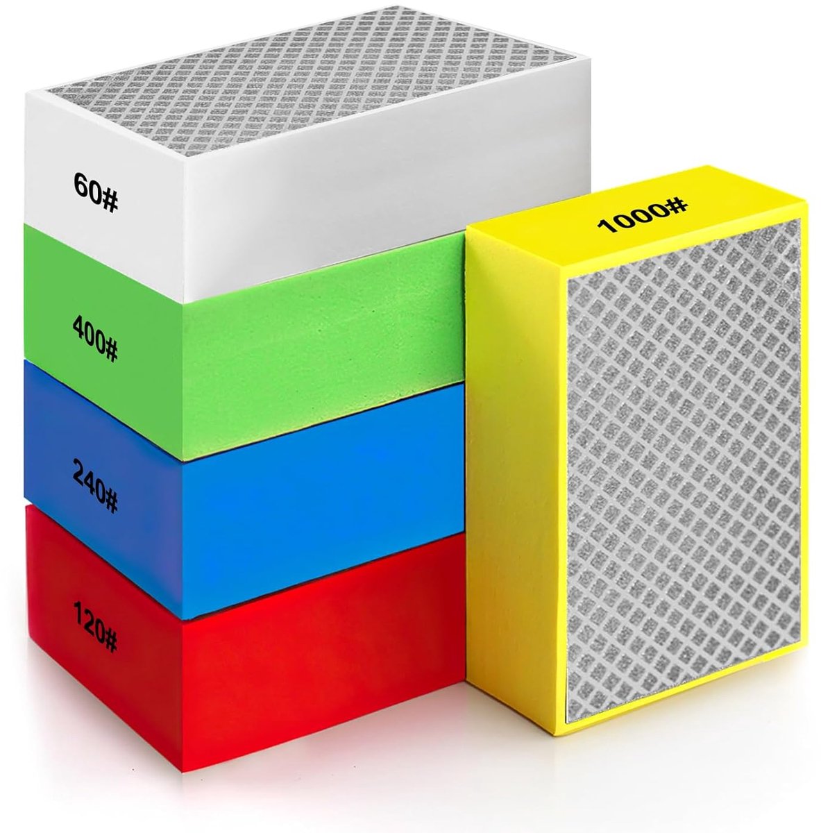 Diamant Polijstpads - Schuurblok Set - Materiaal Bewerken - Ergonomisch Design - 5 Stuks - Multicolor