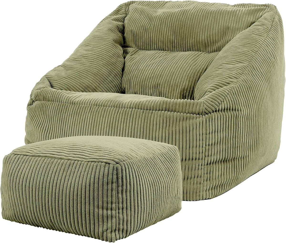 Zitzak Fauteuil - Poef Stoel - Comfortabel Ontspannen - Ondersteunende Vorm - 88 x 100 x 80 cm - Groen