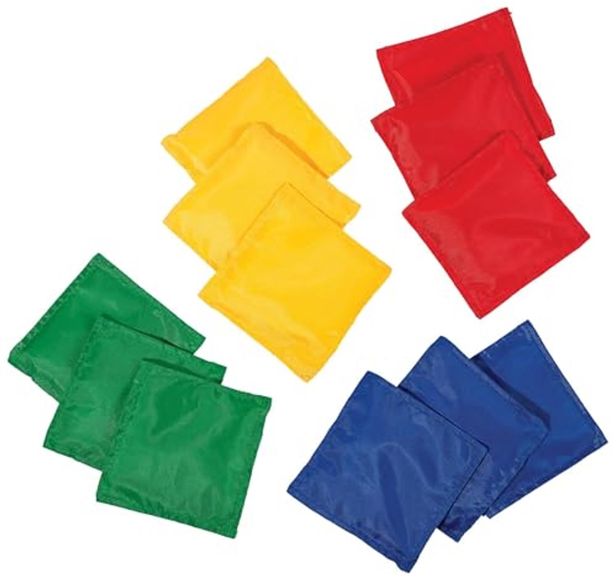 Nylon Zitzakken - Gooizakjes - Kinderspelletjes - Set van 12 - 5" x 5" - Gekleurd
