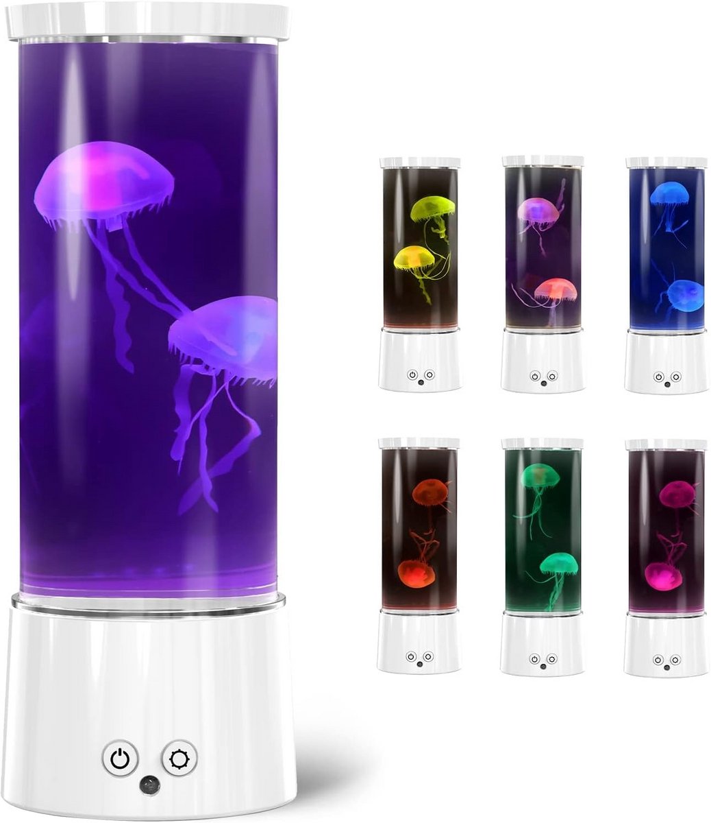 Kwallen Lamp - Sfeerlicht Decoratie - Ontspannend Verlichten - 17 Kleuren Afstandsbediening - USB Batterij - Wit