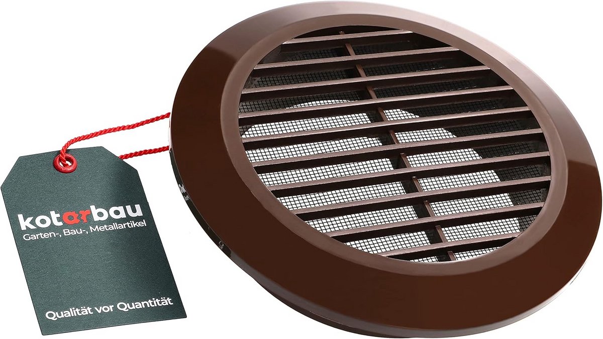 Ventilatierooster Rond - Afvoerrooster Insectenwerend - Luchtcirculatie Verbeteren - Met Beschermingsnet - 125 mm - Bruin
