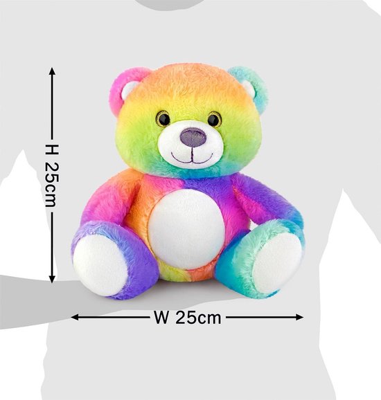 Regenboog Beer Knuffel - Zacht Speelgoed - Knuffelen en Spelen - Uniek Kleurontwerp - 25 cm - Multikleur — afbeelding 3