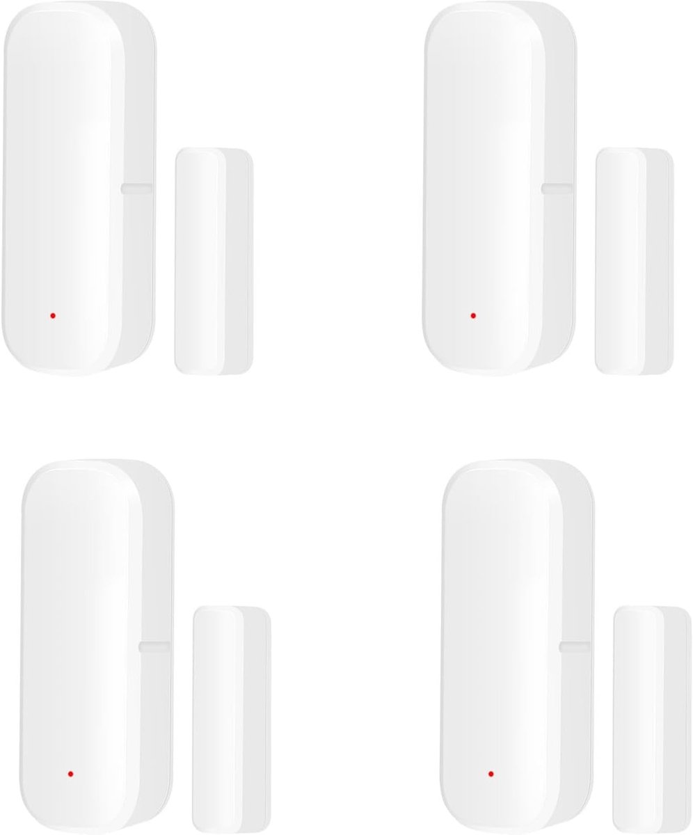 Deursensor Set - Contact Sensor - Huis Beveiligen - Dubbele Verbinding - 4 Stuks - Wit