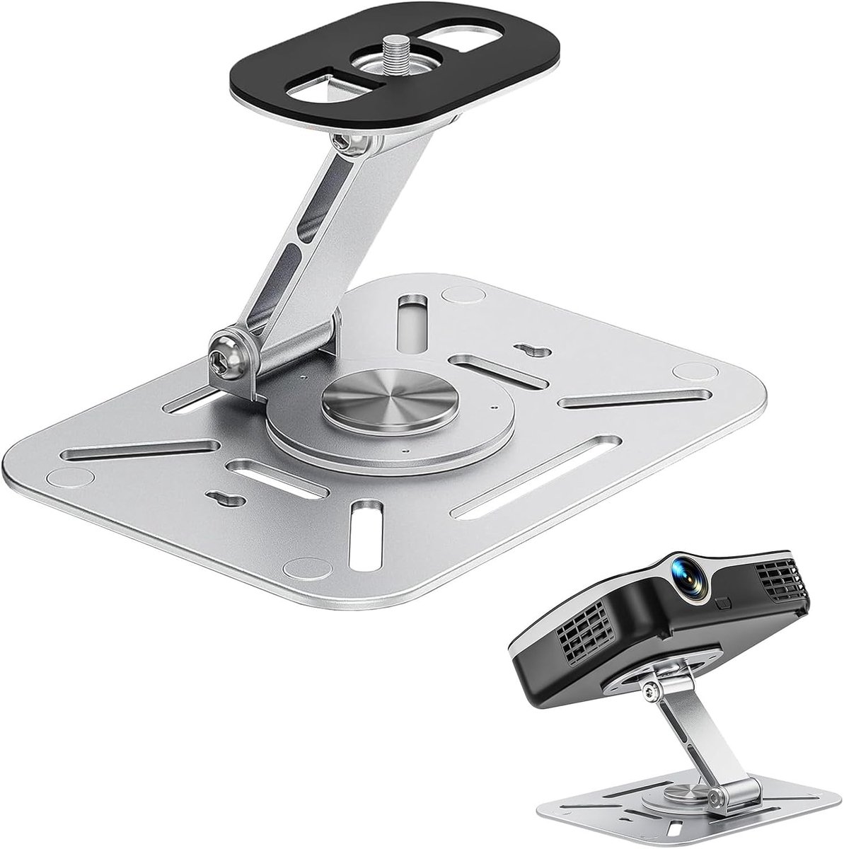 Projectorhouder - Beamerstandaard - Thuisbioscoop Inrichten - 360 Graden Draaibaar - 1/4 Inch Schroefdraad - Zilver