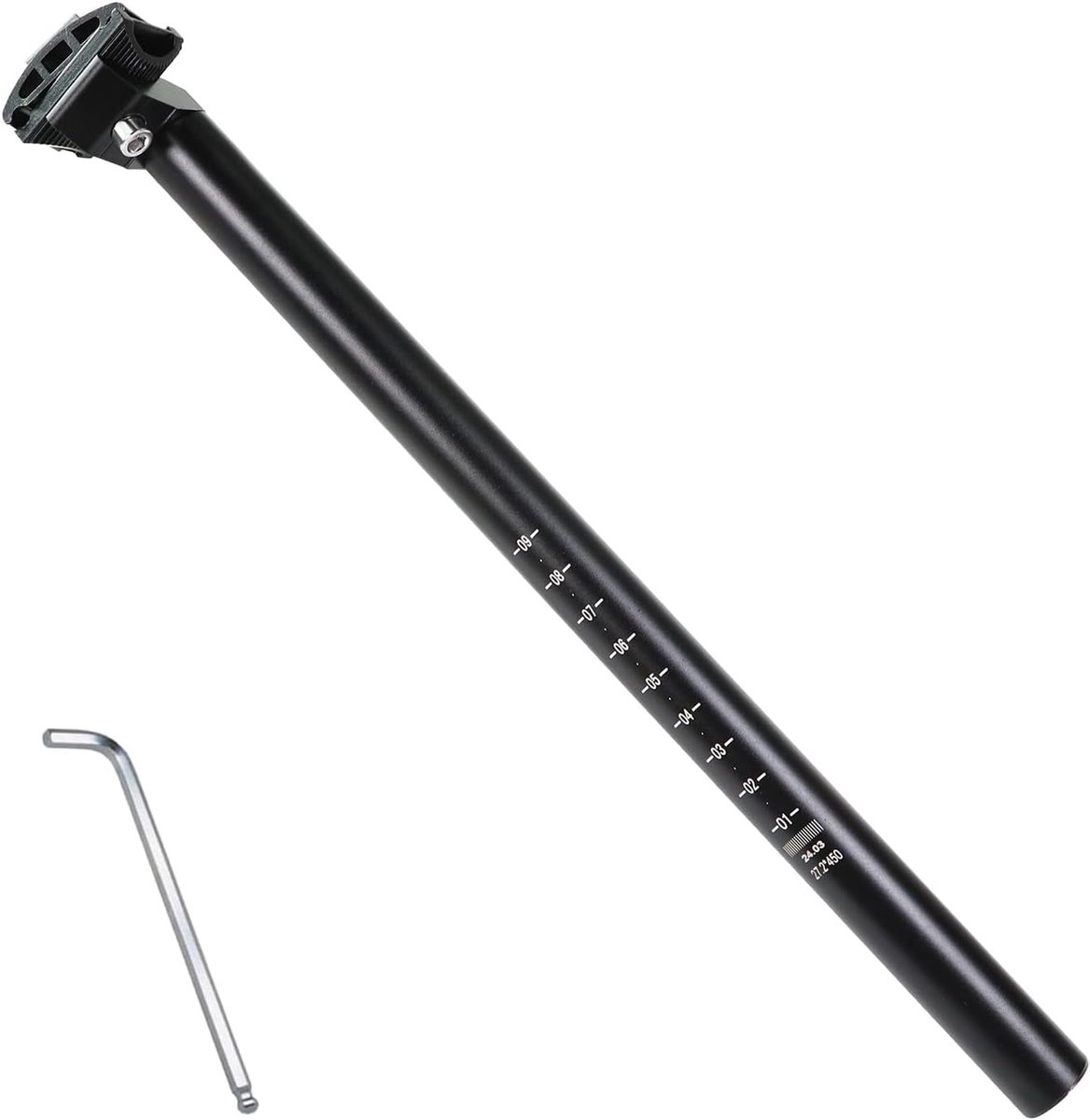 Fiets Zadelpen - Zadelsteun - Fietsen - Verstelbare Kop - 272 mm x 45 cm - Zwart