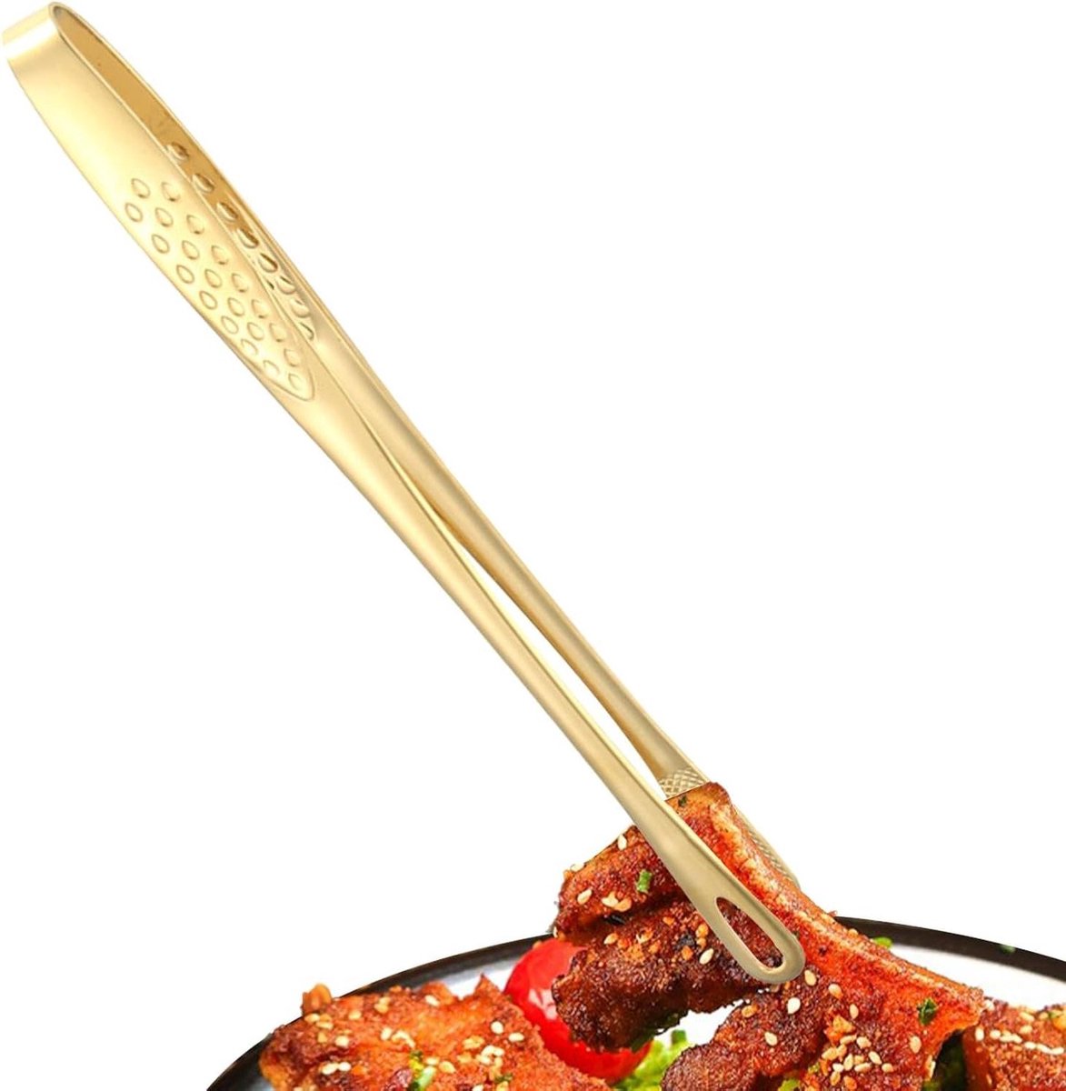 Grilltang BBQ - Keuken Clips - Buiten Koken - Antislip Handvat - 24/28 Cm - Goud