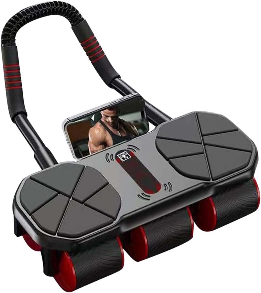Buikspierwiel, buiktrainingswiel met automatisch en stil, stille krachttraining voor sport, mannen, volwassenen, jongeren, atleten