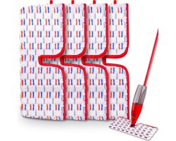 4 Stuks - Microvezel Dweilpads voor Vileda 1-2 Spraymax Sproeiwissers Herbruikbare Dweilreinigingspads Natte en Droge Dweilen Dikke Microvezel voor Alle Harde Vloeren geschikt voor Vileda 1-2 Spray Max Mop Refill - Rood en blauw omkeerbaar
