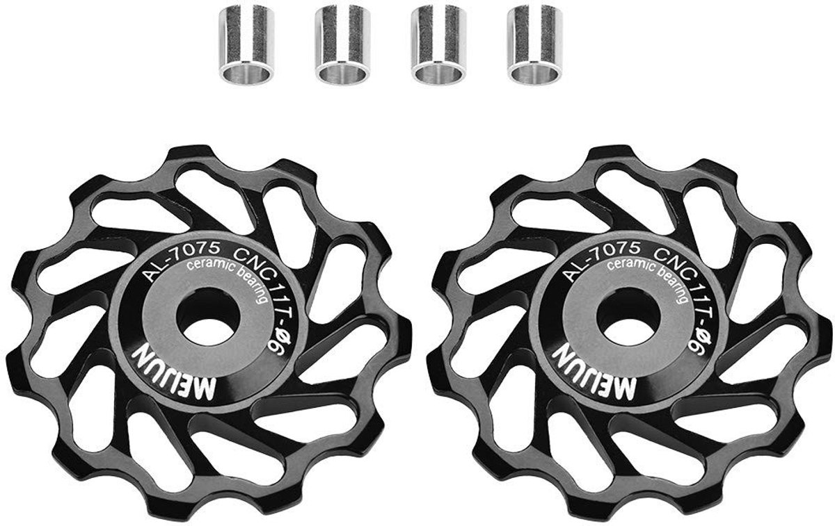 Dailygoods - Achterderailleurpoelie - Keramische lager - Voor racefietsen - 1 paar - Jockey wiel katrol - Inclusief installatiegat adapter - Fietsen